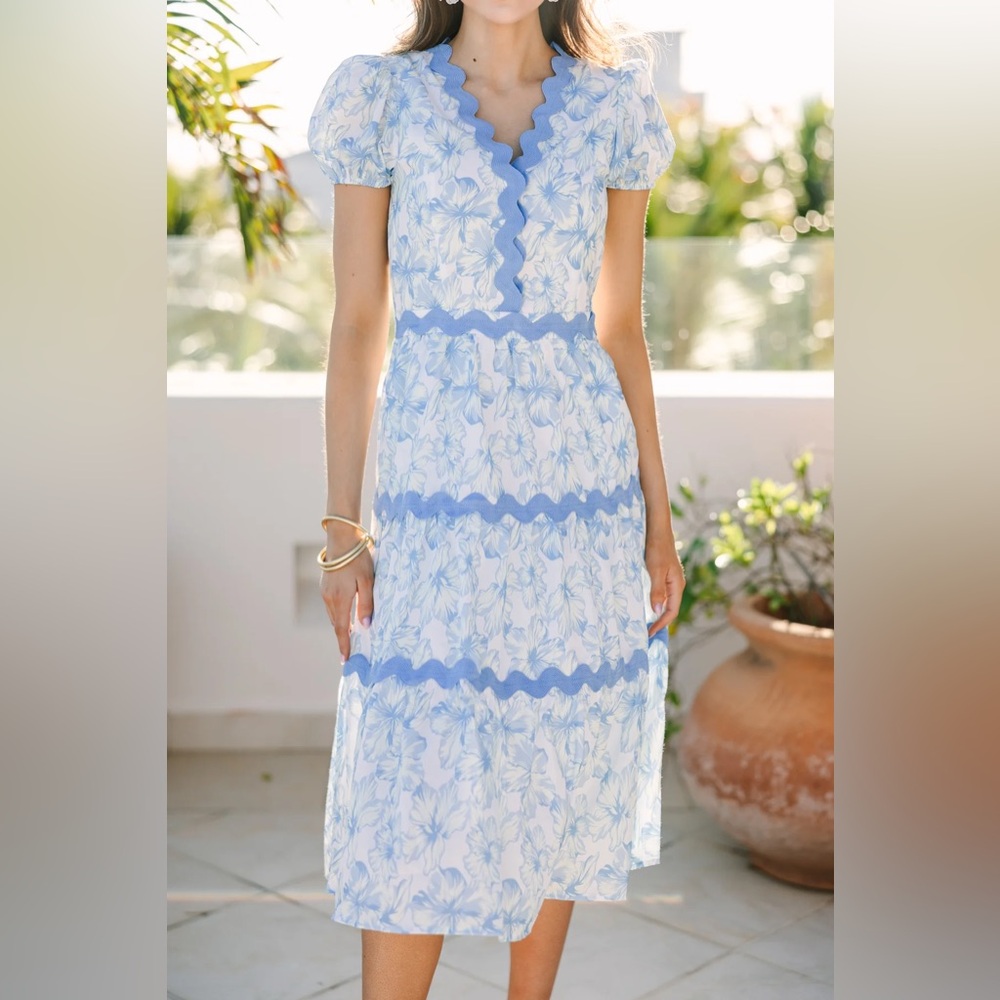 Blue Floral Women's Dress